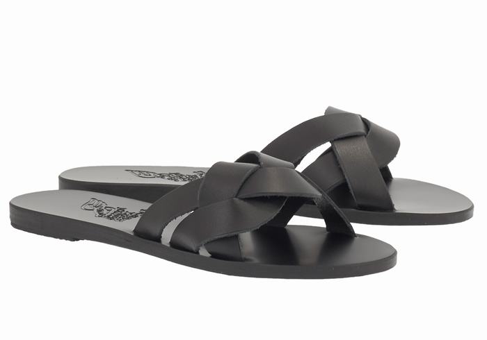 Sandały Do Wsuwania Damskie Ancient Greek Sandals Arachne Czarne | JUD7368UY