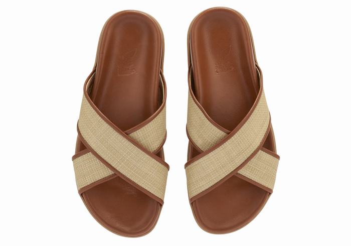 Sandały Do Wsuwania Damskie Ancient Greek Sandals Thais Footbed Beżowe Brązowe | RNS6743IF