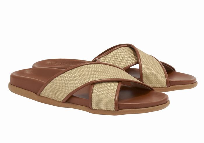 Sandały Do Wsuwania Damskie Ancient Greek Sandals Thais Footbed Beżowe Brązowe | RNS6743IF