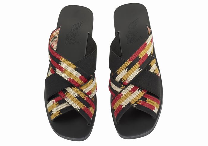 Sandały Do Wsuwania Męskie Ancient Greek Sandals Neoklis Czarne Czerwone | XGW2418SQ