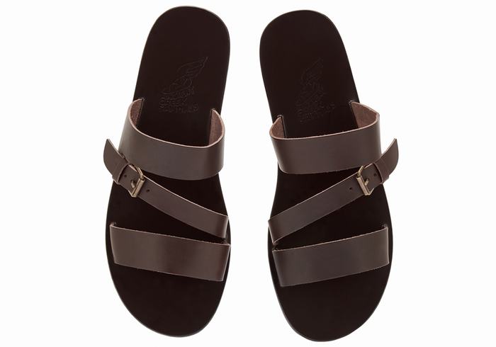 Sandały Do Wsuwania Męskie Ancient Greek Sandals Ifiklis Leather Czekolada | VZB6977LC