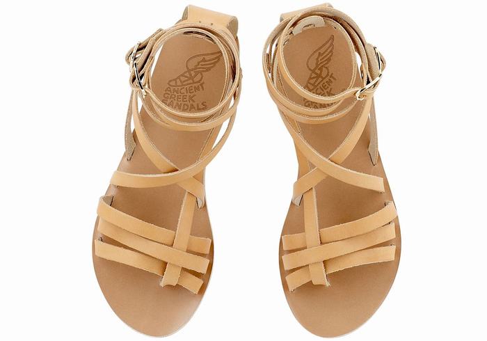 Sandały Gladiatorki Damskie Ancient Greek Sandals Satira Leather Beżowe | HHQ2487PR