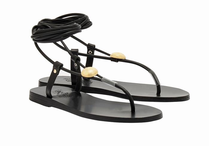 Sandały Gladiatorki Damskie Ancient Greek Sandals Persephone Czarne | JTC3141UQ