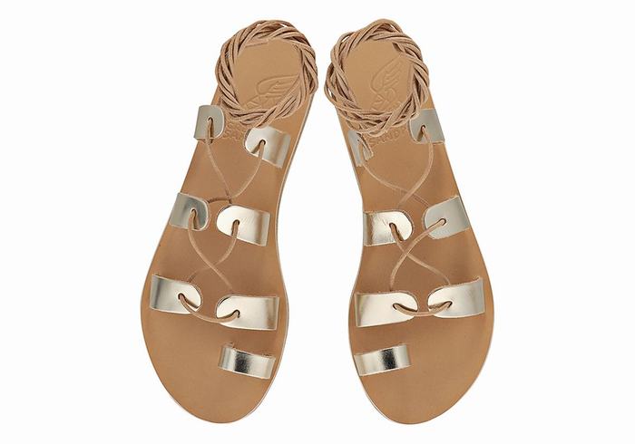 Sandały Gladiatorki Damskie Ancient Greek Sandals Alcyone Leather Złote Białe | PAY2539YN