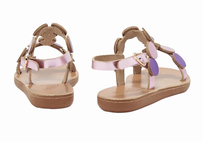 Sandały Płaskie Dziecięce Ancient Greek Sandals Little Uranos Soft Różowe Fioletowe | SIM7984MU