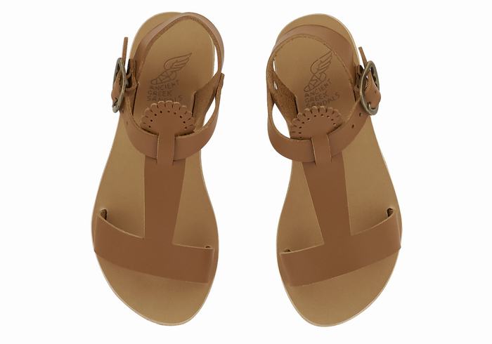 Sandały Płaskie Dziecięce Ancient Greek Sandals Little Amber Soft Ciemny Brązowe | LLX6044PR