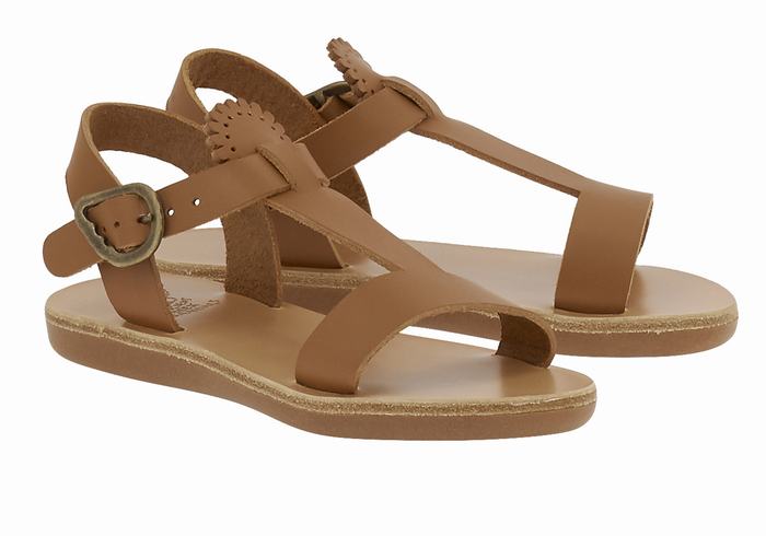 Sandały Płaskie Dziecięce Ancient Greek Sandals Little Amber Soft Ciemny Brązowe | LLX6044PR