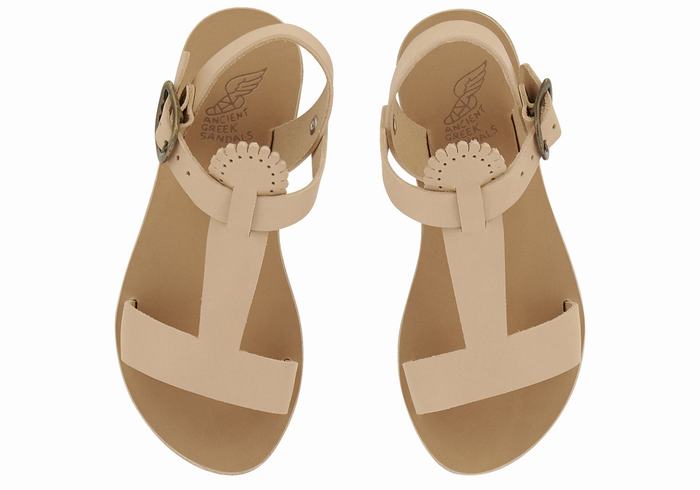 Sandały Płaskie Dziecięce Ancient Greek Sandals Little Amber Soft Beżowe | ZED2526VS