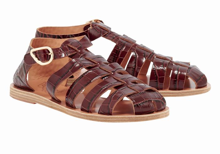 Sandały Rybaka Damskie Ancient Greek Sandals Homeria Ciemny Czerwone Czarne | QMZ7735KL