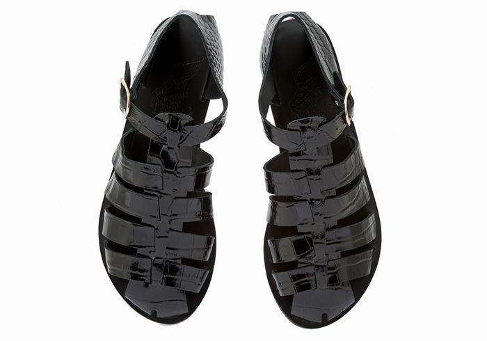 Sandały Rybaka Damskie Ancient Greek Sandals Homeria Czarne | FSG9965KW