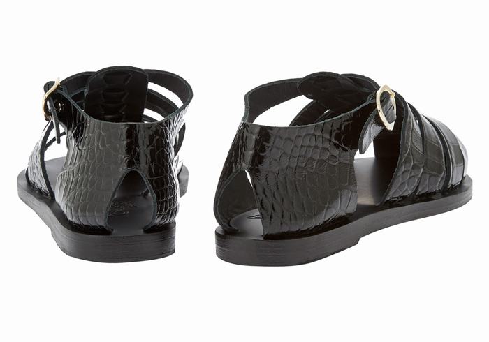 Sandały Rybaka Damskie Ancient Greek Sandals Homeria Czarne | FSG9965KW