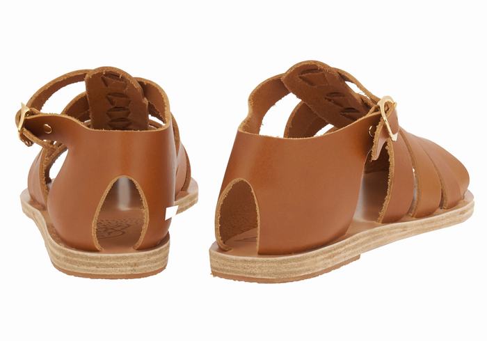 Sandały Rybaka Damskie Ancient Greek Sandals Homeria Leather Ciemny Brązowe | DJU7983CL