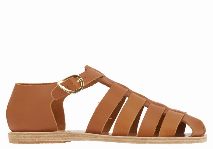 Sandały Rybaka Damskie Ancient Greek Sandals Homeria Leather Ciemny Brązowe | DJU7983CL