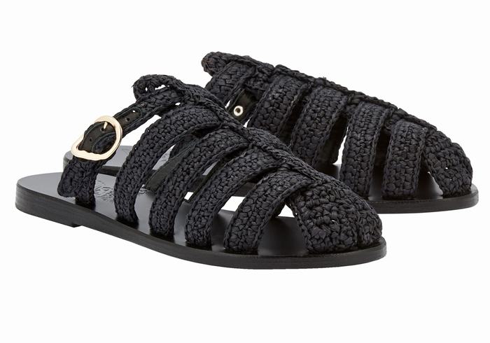 Sandały Rybaka Damskie Ancient Greek Sandals Cosmia Czarne | OCD5022LV