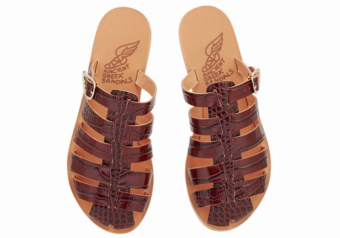 Sandały Rybaka Damskie Ancient Greek Sandals Cosmia Ciemny Czerwone Czarne | QHV4158XU