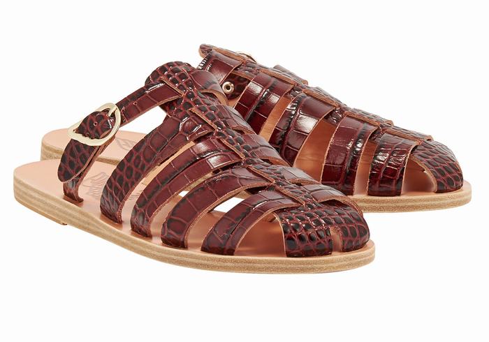 Sandały Rybaka Damskie Ancient Greek Sandals Cosmia Ciemny Czerwone Czarne | QHV4158XU