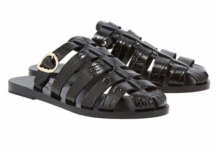 Sandały Rybaka Damskie Ancient Greek Sandals Cosmia Czarne | HAM281DP