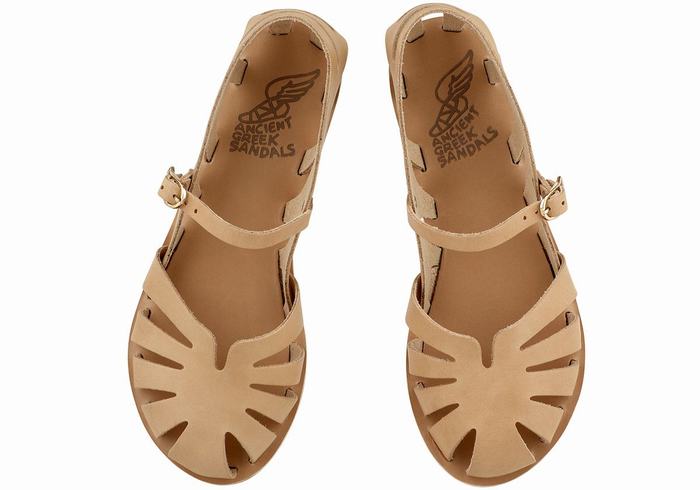 Sandały Rybaka Damskie Ancient Greek Sandals Apollonia Leather Beżowe | OMK564PN