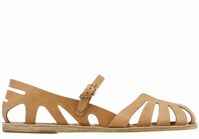 Sandały Rybaka Damskie Ancient Greek Sandals Apollonia Leather Beżowe | OMK564PN