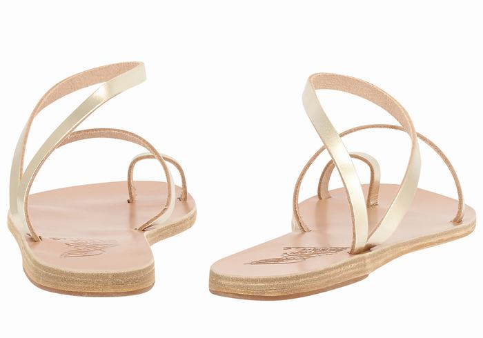 Sandały Rybaka Damskie Ancient Greek Sandals Apli Eleftheria Leather Złote Białe | YAG2027YG