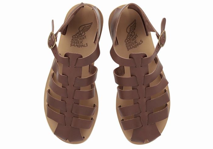 Sandały Rybaka Męskie Ancient Greek Sandals Homer Leather Kawa | WQX9986JU