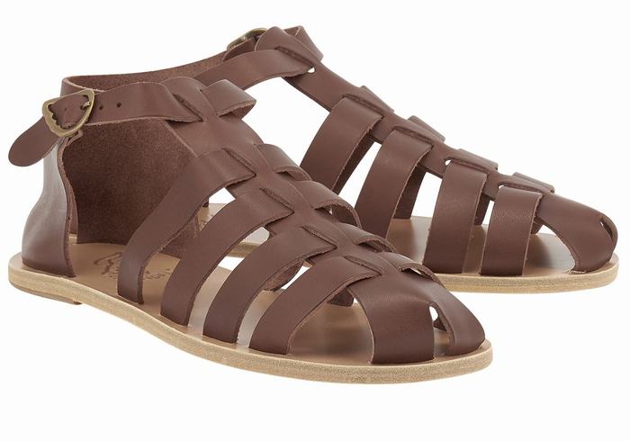 Sandały Rybaka Męskie Ancient Greek Sandals Homer Leather Kawa | WQX9986JU