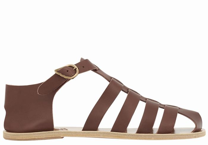 Sandały Rybaka Męskie Ancient Greek Sandals Homer Leather Kawa | WQX9986JU