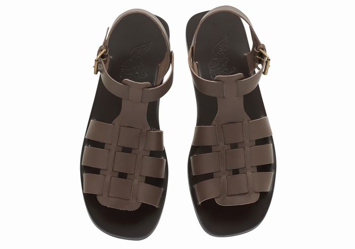 Sandały Rybaka Męskie Ancient Greek Sandals Ektoras Leather Czekolada | YIO8067XQ