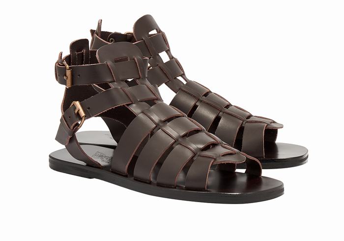 Sandały Rybaka Męskie Ancient Greek Sandals Alexandros Leather Czekolada | RMX308CN