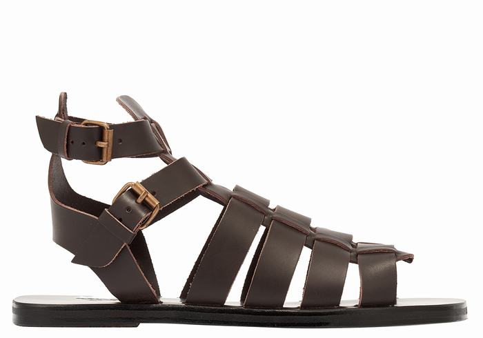 Sandały Rybaka Męskie Ancient Greek Sandals Alexandros Leather Czekolada | RMX308CN