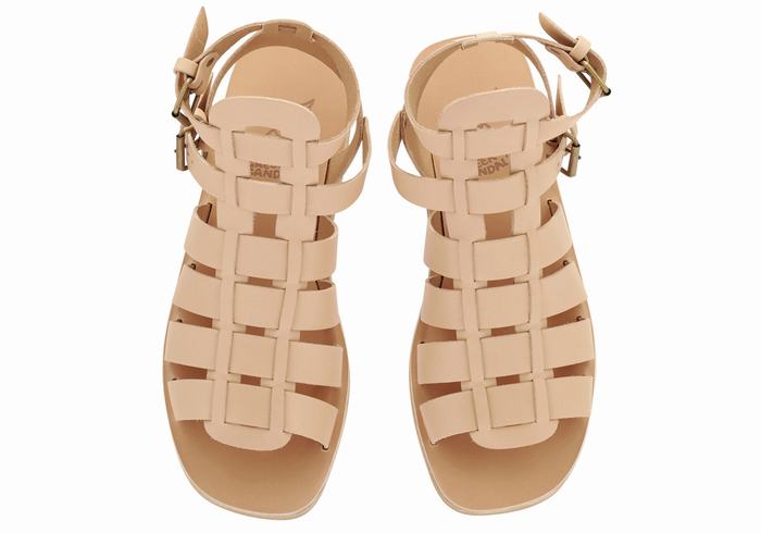 Sandały Rybaka Męskie Ancient Greek Sandals Alexandros Leather Beżowe | GWC4884UZ