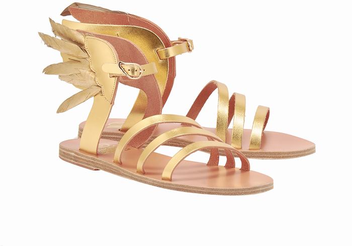 Sandały Z Paskami Damskie Ancient Greek Sandals Victory Of Samothrace Złote | COD6742AC