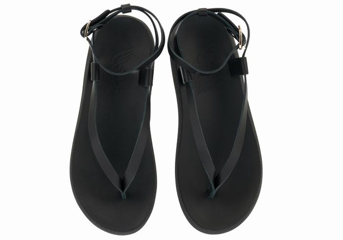 Sandały Z Paskami Damskie Ancient Greek Sandals Salomi Comfort Czarne | RPI7559BR