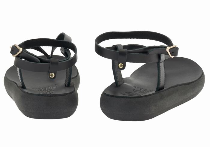 Sandały Z Paskami Damskie Ancient Greek Sandals Salomi Comfort Czarne | RPI7559BR