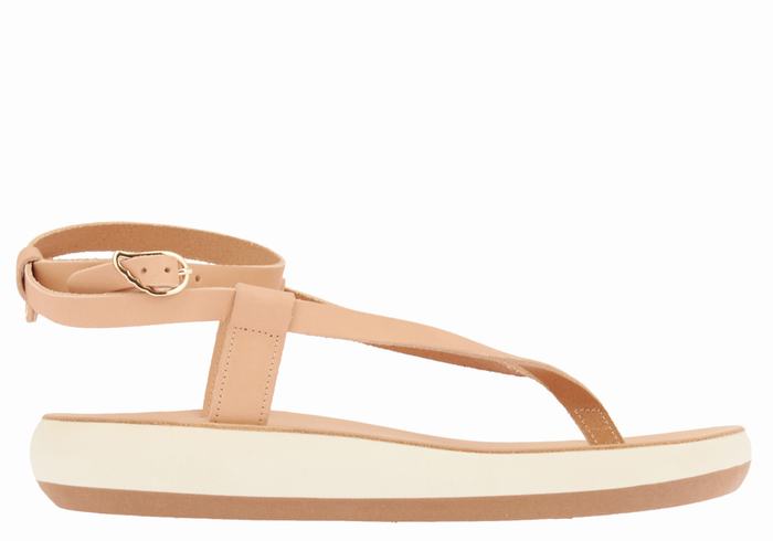 Sandały Z Paskami Damskie Ancient Greek Sandals Salomi Comfort Beżowe | EYI1957FH