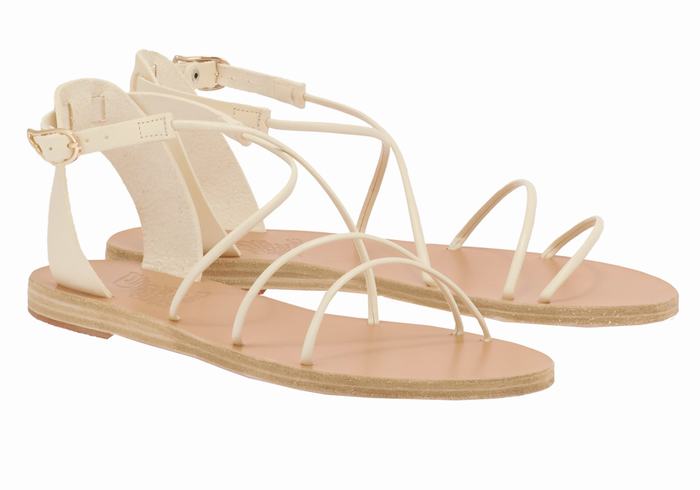 Sandały Z Paskami Damskie Ancient Greek Sandals Meloivia Białe | IIV4770KE