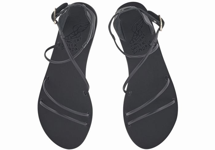 Sandały Z Paskami Damskie Ancient Greek Sandals Meloivia Czarne | LQI931UL