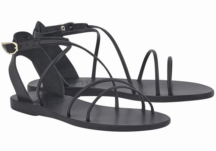 Sandały Z Paskami Damskie Ancient Greek Sandals Meloivia Czarne | LQI931UL