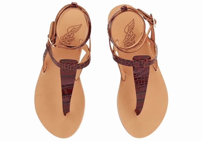 Sandały Z Paskami Damskie Ancient Greek Sandals Estia Ciemny Czerwone Czarne | HBN1423HH