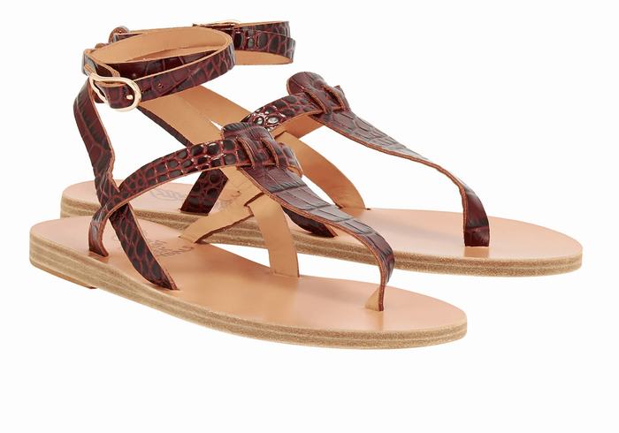 Sandały Z Paskami Damskie Ancient Greek Sandals Estia Ciemny Czerwone Czarne | HBN1423HH