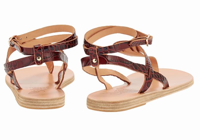 Sandały Z Paskami Damskie Ancient Greek Sandals Estia Ciemny Czerwone Czarne | HBN1423HH