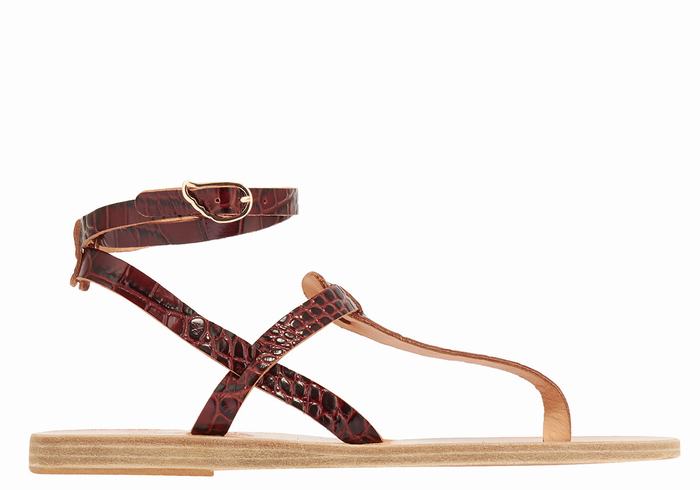 Sandały Z Paskami Damskie Ancient Greek Sandals Estia Ciemny Czerwone Czarne | HBN1423HH