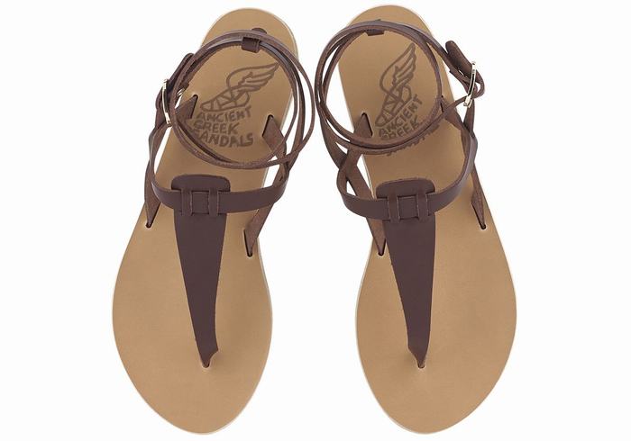 Sandały Z Paskami Damskie Ancient Greek Sandals Estia Leather Kawa | VBY1335KL