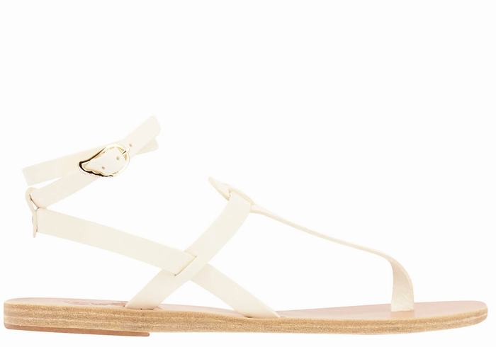 Sandały Z Paskami Damskie Ancient Greek Sandals Estia Leather Białe | WCT3191NS