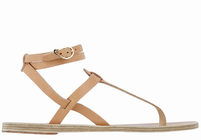 Sandały Z Paskami Damskie Ancient Greek Sandals Estia Leather Beżowe | QQL5978IT