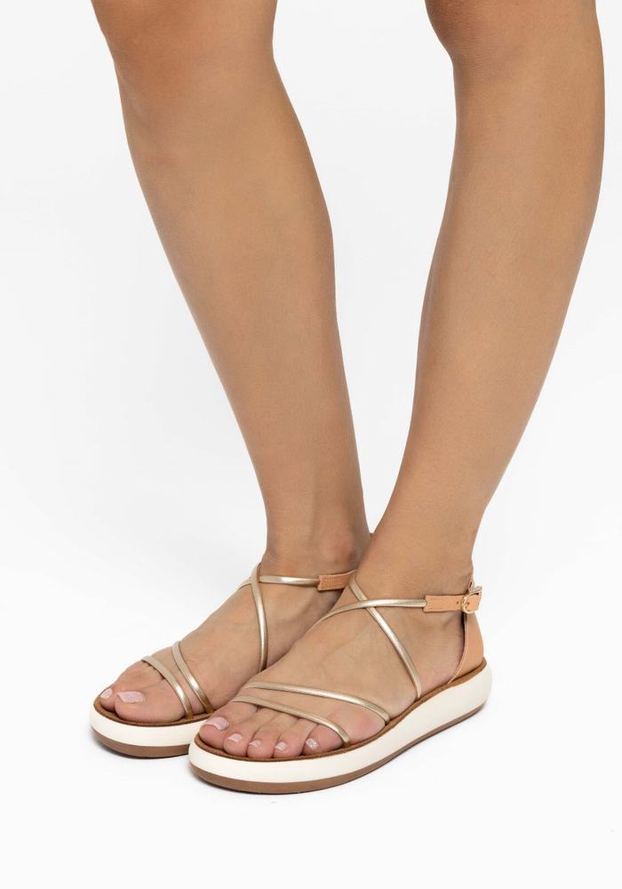 Sandały Z Paskami Damskie Ancient Greek Sandals Anastasia Comfort Beżowe Złote Białe | OEM4134SZ