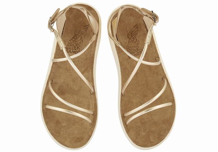 Sandały Z Paskami Damskie Ancient Greek Sandals Anastasia Comfort Złote Białe | BPO2891HA