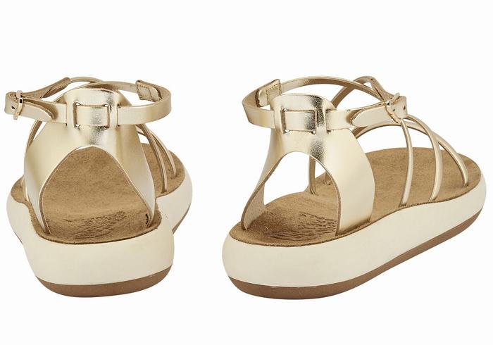 Sandały Z Paskami Damskie Ancient Greek Sandals Anastasia Comfort Złote Białe | BPO2891HA