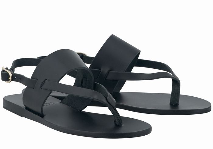 Sandały Z Paskiem Na Plecy Damskie Ancient Greek Sandals Zoe Flip Flop Leather Czarne | MFQ8836DJ