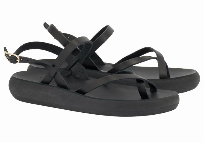 Sandały Z Paskiem Na Plecy Damskie Ancient Greek Sandals Tereza Comfort Czarne | PAT5847KK